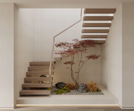 Modern stairwell landscaping