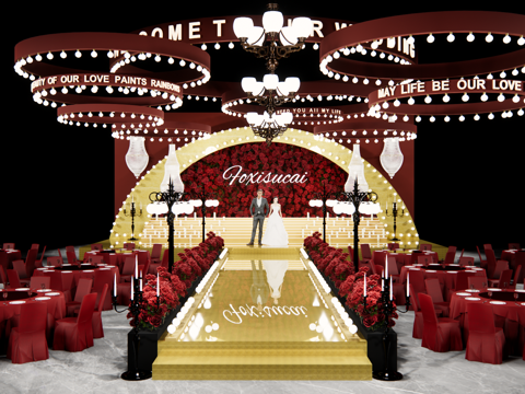 Red Retro Style Wedding Design