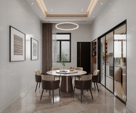 Modern DiningRoom Round Dining Table Chandelier Affordable Luxury Style Restaurant Modern Living&Dining Room Wine Cabinet Hotel Bag