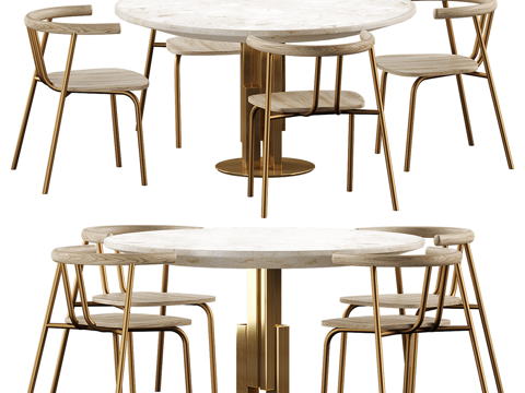 Modern Affordable Luxury Style Dining Table and Chair