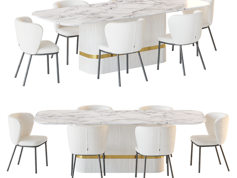 Modern Affordable Luxury Style Dining Table and Chair