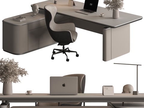 Neo-Chinese Style Office Desk and Chair