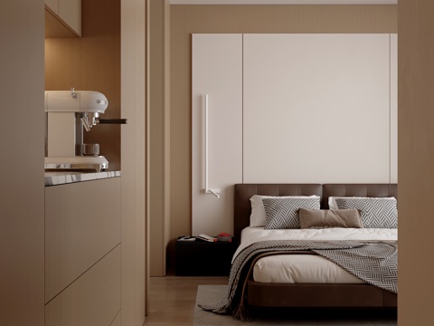 Modern bedroom without main lamp