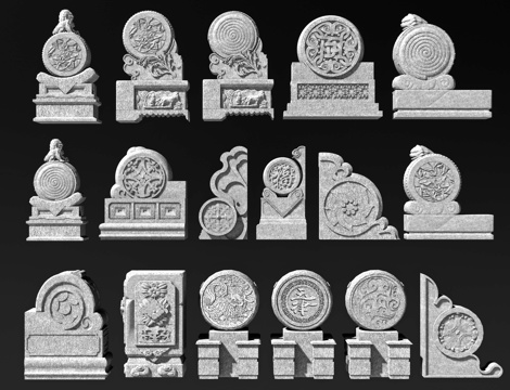 Chinese-style Hugging Drum Stone Gate Pier Stone Pier Stone Gate Pillow Stone Gate Stone Carving