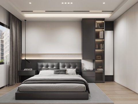 Modern black and white gray bedroom