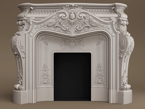 French carved fireplace