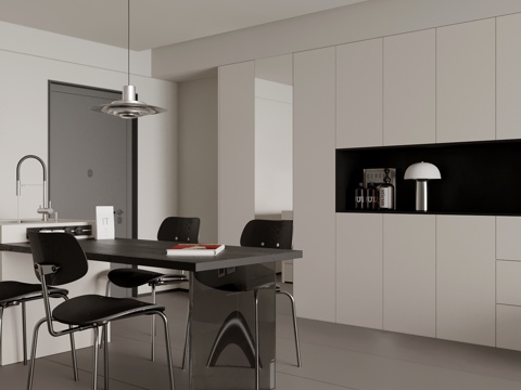 Modern minimalist black and white gray DiningRoom