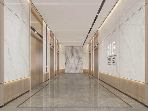 Elevator Hall of Modern Office Building