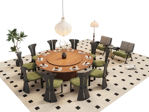 French retro dining table and chair combination