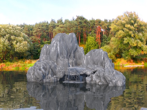 Modern rockery waterscape stone mountain flowing water