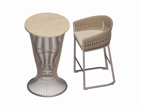 Modern French Bar and Chair Round Table Bar and Chair Courtyard Outdoor Bar and Chair