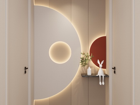 Cream Simple Style Arc Light Strip Grille Corridor End View Entrance