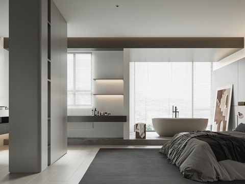 Modern Minute Style Bedroom Bathtub Suite Master Bedroom Floor Bedroom Premium Grey Bedroom