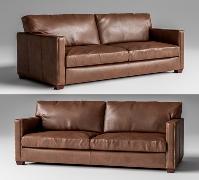 Middle Aged Leather Sofa Leather Double Sofa