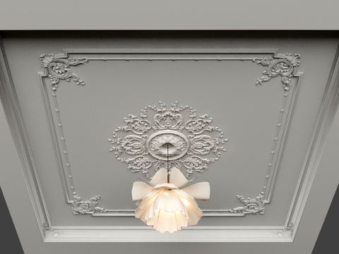 French ceiling plaster carved line chandelier