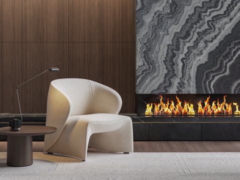 Lounge Chair Decorative Fireplace Combo Side Tables