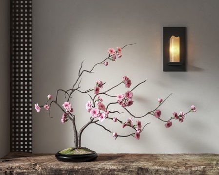 New Chinese Peach Blossom Ornaments Flora Vase Wall Lamp