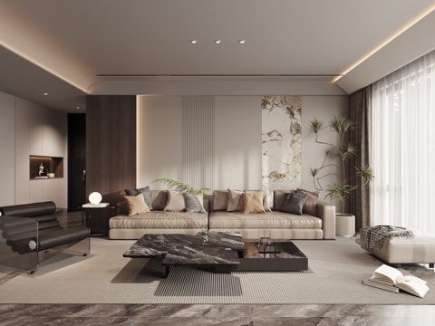 Modern high gray living room