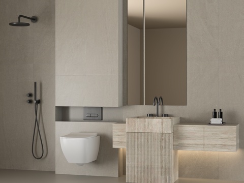 Modern Italian Bathroom Pillar Basin Wall-mounted Toilet Shower Hanging Wash Basin Dry and Wet Separation