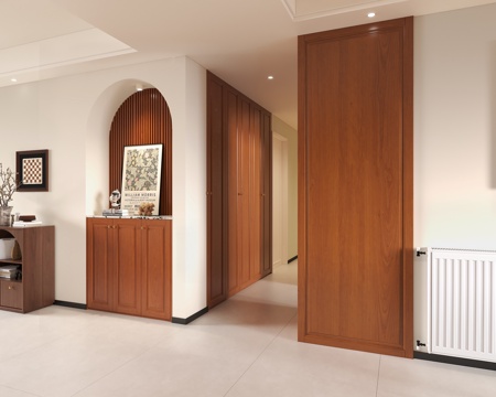 French Style Simple European Mid-century Style Entrance Hallway Cherry Wood Locker Niches