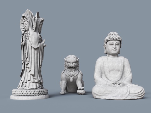 Modern Sculpture Three-sided Guanyin Sculpture Tathagata Buddha Sculpture Lion Sculpture Square Sculpture Master