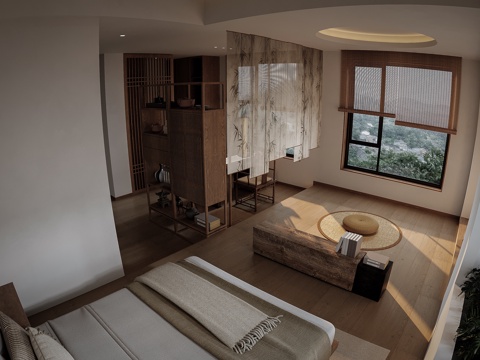 New Chinese Zen Bedroom Temple Bedroom