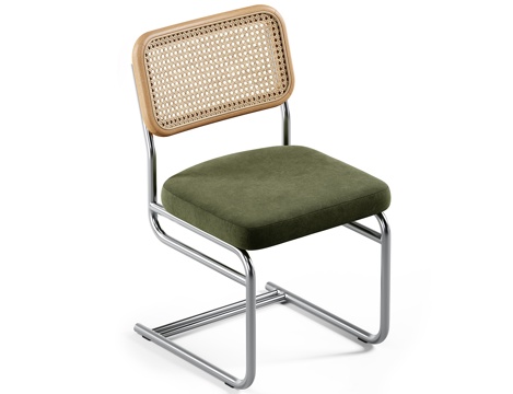 Backrest Rattan Chair Stainless Steel Chair Bauhaus Chair Rattan Lounge Chair Vintage Dining Chair