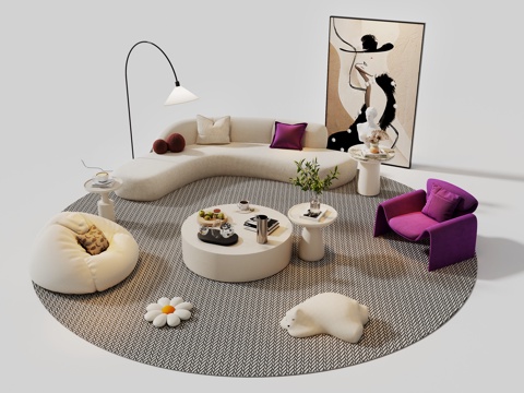 Modern Cream Sofa Combination Leisure Sofa Internet Celebrity Sofa Coffee Table Combination Beauty Salon Sand