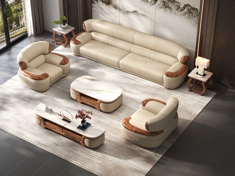 Modern Neo-Chinese Style Living Room Furniture Sofa Furniture Combination