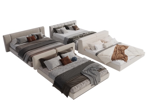 Modern Fabric Double Bed Master Bed Minimalist Bedroom Bed Minotti Modern Double Bed