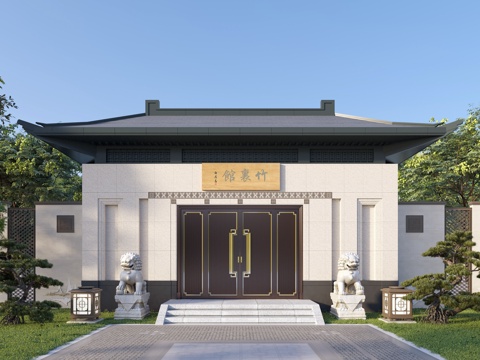 Neo-Chinese Style Gate Head New Chinese Style Courtyard Gate Entrance