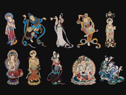 Neo-Chinese Style wall decoration, national tide, Dunhuang, flying sky, classical flying sky myth, figure mural, Bodhisattva,