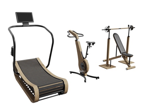 Modern treadmill spinning barbell fitness equipment combination