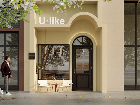 Modern coffee shop door head