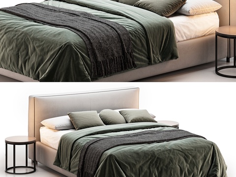 New Chinese fabric double bed