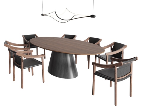 Modern oval dining table and chair combination