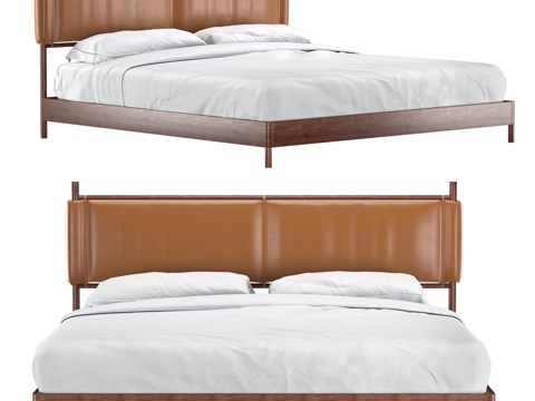 New Chinese Leather Double Bed