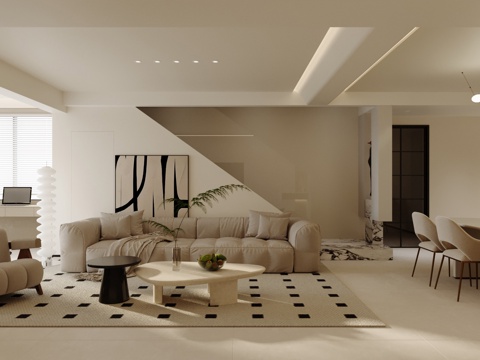 Modern Cream Style Living&Dining Room