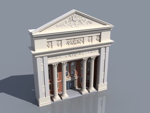 European architecture hotel facade building components relief Roman column