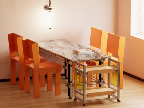 Modern Bauhaus Dining Table and Chair Combination