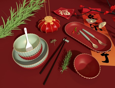 New Year tableware