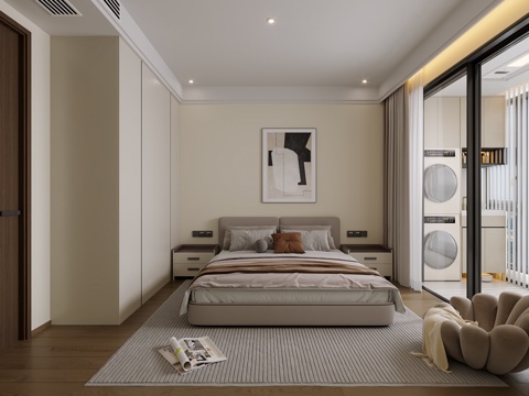 Modern Minimalist Home Bedroom Modern Minimalist Bedroom Elderly Room Balcony Laundry Cabinet Elder Room