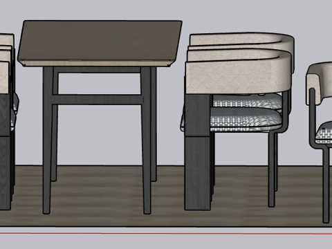 Dining table and chair effect drawing