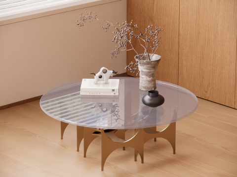 Modern Mid-century Style Coffee Table Glass Coffee Table