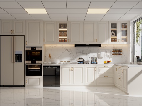 American Style Cream Kitchen Simple Kitchen