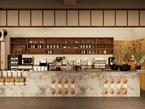 New Chinese Teahouse New Chinese Middle Ancient Teahouse Teahouse Workbench Console Coffee Milk Tea Shop Water Bar