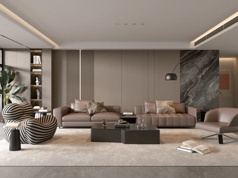 Modern Italian Living Room Affordable Luxury Style Sofa Coffee Table Sectional Sofa Wall Villa Living Room