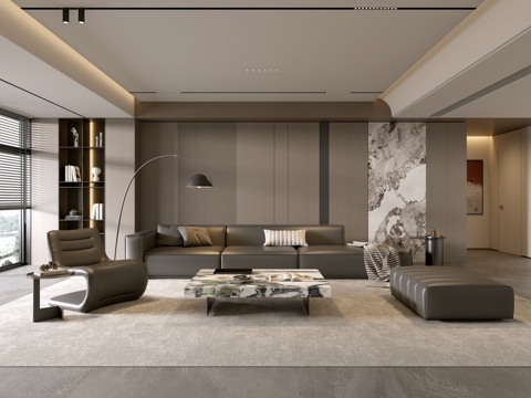 Modern Italian Living Room Affordable Luxury Style Sofa Coffee Table Sectional Sofa Wall Villa Living Room