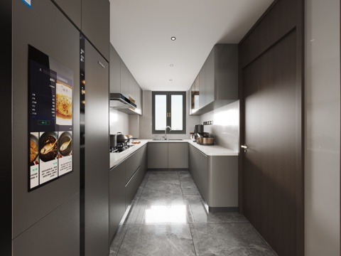 Black and white gray Italian minimalist kitchen