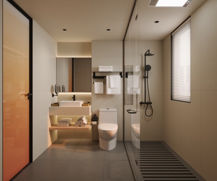 Modern Dry and Wet Separated Toilet Dry Area Toilet Toilet Toilet sliding door Toilet ornaments